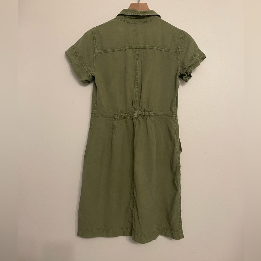 J CREW factory Olive green button front mini dress 2 - Picture 3 of 3